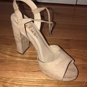 Nude Lulus Ankle Tie Heels